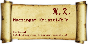 Maczinger Krisztián névjegykártya